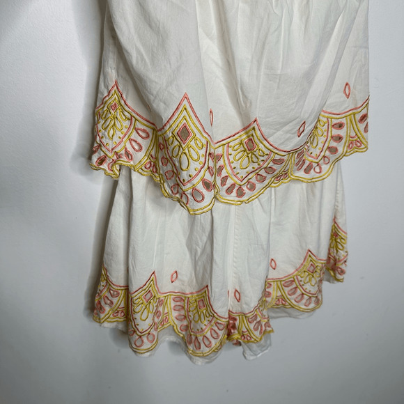 Lovers + Friends Kristine Strapless Romper Sunset White eyelet ruffled womens S - Picture 4 of 7